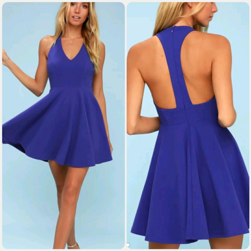 Lulu's Lawson Royal Blue Skater Dress
